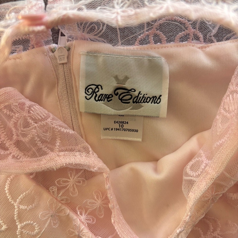 Rare Editions Girls Blush Pink Lace Dress and Denim Vest 2 Piece Set Size 10 NEW - Picture 7 of 9